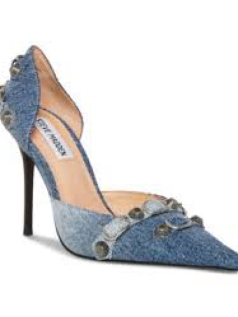 🆕Steve Madden Denim Pointed Toe Studded Pumps Dali - Light Blue Sz 9